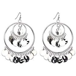 ONLYJUMP Bohemian Chandelier Coin Earrings for Women Girls Vintage Gypsy Boho Lightweight Dangle Drop Filigree Disc Charm Tassel Ethnic Hoops Statement Earring