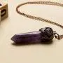 Bivei Retro Antique Brass Chakra Necklace Hexagonal Prism Gemstone Quartz Crystal Stone Healing Pendant Bivei Retro Antique Brass Chakra Necklace Hexagonal Prism Gemstone Quartz Crystal Stone Healing Pendant