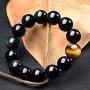 Rustenhof Black Obsidian Bracelet Natural Stone Tiger Eye Bracelets with a Unique Match 10MM or 12MM Beads Good Gift for Men and Women