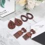 8 Pairs Ethnic Wood Dangle Earrings African Wooden Dangle Round Teardrop Earrings for Women