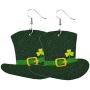6 Pairs Funny Green Hat Faux Leather Earrings Irish Shamrock Dangle Earrings Green Clover Lightweight Earrings Set for Women Girls St. Patricks Day Party Jewelry Gift