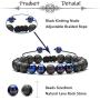 MOZAKA 8mm Tiger Eye & Lava Stone Chakra Bracelet for Men Women Natural Stone Yoga Bead Aromatherapy Essential Oil Diffuser Adjustable Elastic Bracelet Set
