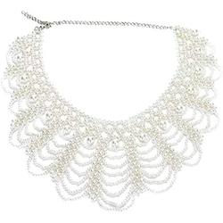 SEWTER Women RBG Dissent Collar Detachable Pearl Beaded False Collar Peter Pan Chokers Necklace Costume