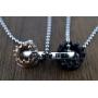 LAFATINA His and Hers 2 Piece Crown Ring Couples King Queen Crown Pendant Necklace for Engagement Wedding Anniversary Love Promise Valentine