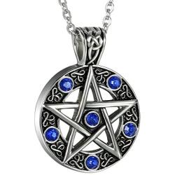 OIDEA Mens Stainless Steel Hollow Vitnage Star Pentagram Pentacle Pendant Necklace,Pagan Wiccan Witch Gothic Pewter Chain Included