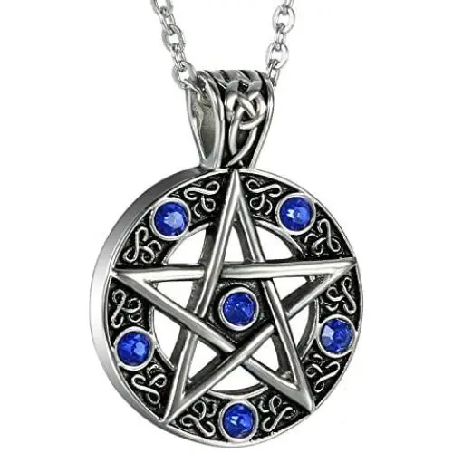 OIDEA Mens Stainless Steel Hollow Vitnage Star Pentagram Pentacle Pendant Necklace,Pagan Wiccan Witch Gothic Pewter Chain Included