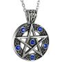 OIDEA Mens Stainless Steel Hollow Vitnage Star Pentagram Pentacle Pendant Necklace,Pagan Wiccan Witch Gothic Pewter Chain Included