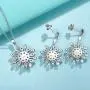FANCIME White Gold Plated 925 Sterling Silver Blue/White CZ Cubic Zirconia Snowflake Pendant Necklace Stud Drop Dangle Earrings Set Gift For Women