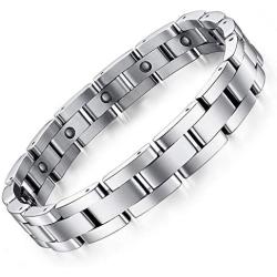 Feraco Magnetic Bracelets for Men Arthritis Pain Relief Sleek Titanium Stainless Steel Magnetic Therapy Bracelet with Removal Tool