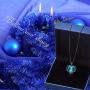 NEWNOVE Black Gold Tone Blue Crystal Angel Wings Love Heart Pendant Necklaces for Women, Mothers Day Valentines Day Birthday Gifts for Women Jewelry Gift for Mom Wife Sister