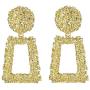 LEMA Metallic Hollow Out Rectangle Textured Design Drop Dangle Earrings