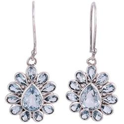 NOVICA Blue Topaz .925 Sterling Silver Dangle Earrings, Blue Glitz