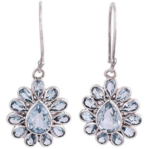 NOVICA Blue Topaz .925 Sterling Silver Dangle Earrings, Blue Glitz