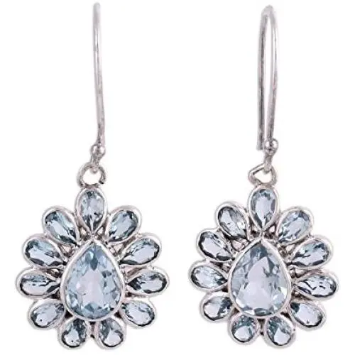 NOVICA Blue Topaz .925 Sterling Silver Dangle Earrings, Blue Glitz NOVICA Blue Topaz .925 Sterling Silver Dangle Earrings, Blue Glitz