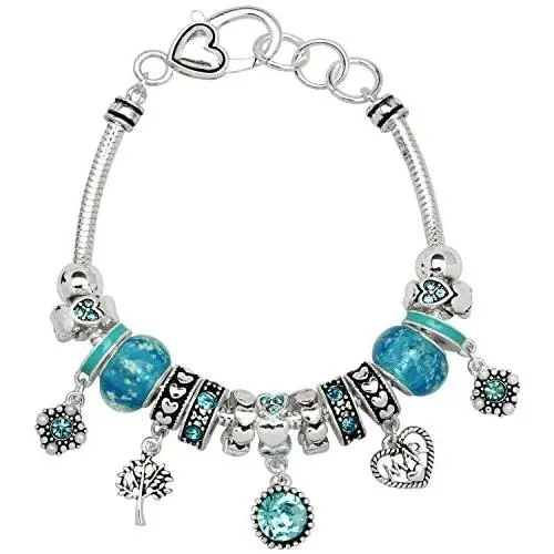 Falari Birthstone Bracelet Multi-Color Charm Beads Silvertone Falari Birthstone Bracelet Multi-Color Charm Beads Silvertone