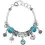 Falari Birthstone Bracelet Multi-Color Charm Beads Silvertone