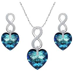 EVER FAITH 925 Sterling Silver CZ Figure 8 Infinity Love Heart Pendant Necklace Earrings Set