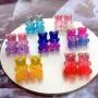 Handmade Gummy Bear Earrings Funny Colorful Transparent Cartoon Bear Stud Earring Multicolor Lovely Little Animal Candy Bear Earrings for Women Girl Party Vaction Jewelry-A