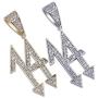 JINAO Micropave Simulated Diamond Iced Out 14 Pendant Necklace with 24 Stainless Steel Rope Chain