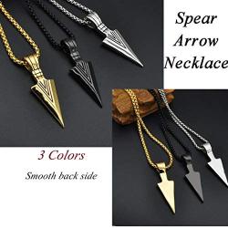 U7 Men Rock Hip Hop Jewelry Stainless Steel Cool Spear Point Arrowhead/Wolf Teeth Pendant Necklace, with Customize Engrave Service