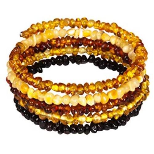 Natural Baltic Amber Bracelet for Adults - Hand made From Polished /Certified Baltic Amber Beads(Multi)