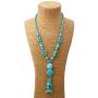 Amazon Day Deals Turquoise Long Beaded Bohemia Necklace for Women Vintage Ethnic Alloy Pendant Jewelry & Earring Set