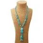 Amazon Day Deals Turquoise Long Beaded Bohemia Necklace for Women Vintage Ethnic Alloy Pendant Jewelry & Earring Set