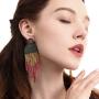 Luluping Long Beaded Tassel Earrings – Big Boho Native Handmade Bead Dangle Earrings for Women, Bohemian Large Statement Beaded Drop Fringe Earrings