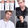 U7 Inverted Cross Necklace Vintage Enamel Black Satanic Jewelry Stainless Steel Skull Pendant for Men Women -Gift Packed