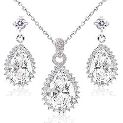 Crystalline Azuria Jewelry Sets for Women - Premium Wedding Jewelry Sets - Bridal Jewelry Set with Necklace and Earring for Bride - Cubic Zirconia Bridesmaid Jewelry - Formal Prom Costume Jewelry
