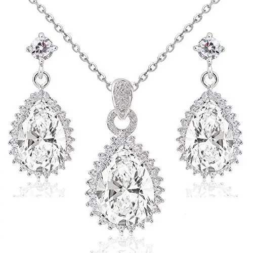 Crystalline Azuria Jewelry Sets for Women - Premium Wedding Jewelry Sets - Bridal Jewelry Set with Necklace and Earring for Bride - Cubic Zirconia Bridesmaid Jewelry - Formal Prom Costume Jewelry Crystalline Azuria Jewelry Sets for Women - Premium Wedding Jewelry Sets - Bridal Jewelry Set with Necklace and Earring for Bride - Cubic Zirconia Bridesmaid Jewelry - Formal Prom Costume Jewelry