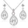 Crystalline Azuria Jewelry Sets for Women - Premium Wedding Jewelry Sets - Bridal Jewelry Set with Necklace and Earring for Bride - Cubic Zirconia Bridesmaid Jewelry - Formal Prom Costume Jewelry