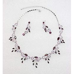 Faship Gorgeous Rhinestone Crystal Floral Necklace Earrings Set