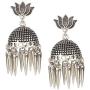 Efulgenz Boho Vintage Antique Ethnic Gypsy Tribal Indian Oxidized Silver Tassel Jhumka Dangle Earrings Jewelry