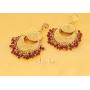 Touchstone''Tribal Bohemian Chic'' Indian Bollywood pretty fringes and floral theme ethnic south Indian Chandbali Moon bridal designer jewelry chandelier earrings for women