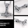 Richsteel Thors Hammer Pendant Mjolnir Necklace for Men Women 316 Stainless Steel/18K Gold Plated/Black Viking Nordic Jewelry(with Gift Box)