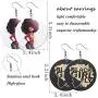 SWEET BELL 9 Pairs African Wooden Earrings for Women Round African Map African Women Earrings Wooden Painted Earrings Ethnic Style Drop Dangle Earrings Set