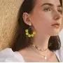 DAMLENG Handmade Multicolor Beaded Dangle Drop Earrings Long Hollow Boho Beaded Flower Hoop Earrings for Women Girls Charm Unique Nation Jewelry
