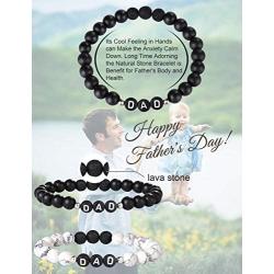 LOYALLOOK 2PCS Mens Natural Bead Bracelet Black Matte Agate & White Howlite Bracelet Jewelry Fathers Day Birthday Gift