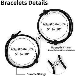 Magnet Bracelet for Couples 2 Pieces Relationship Magnetic Bracelet Mutual Attraction Rope Braided Couple Bracelet Pinky Promise Friendship Bracelet for Best Friend Boyfriend Girlfriend