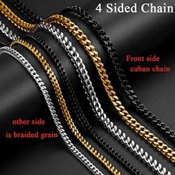 U7 Necklce for Men Women Fashion Jewelry, Width 3mm 4mm 6mm, Length 14/18/20/22/24/26/28/30 Inch, Solid Stainless Steel 4D Franco Curb Link Chain with Gift Box