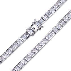 JINAO 1 Row AAA All Iced Out Tennis Bling 4-6mm Square Cut Lab Simulated Diamond Bracelet 8'' 7