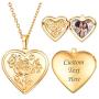 U7 Women Girls Photo Locket Pendant Heart/Round Shaped Fashion Jewelry 18K Gold Plated Necklace, with Custom Image or Text Engrave Service