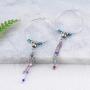 Stainless Steel Boho Hoop Earrings, Pink Stone/Nature Agate/Turquoise Beads/Circle Tassel Dangle Hoop Earrings Round Statement Earrings for Women