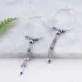 Stainless Steel Boho Hoop Earrings, Pink Stone/Nature Agate/Turquoise Beads/Circle Tassel Dangle Hoop Earrings Round Statement Earrings for Women Stainless Steel Boho Hoop Earrings, Pink Stone/Nature Agate/Turquoise Beads/Circle Tassel Dangle Hoop Earrings Round Statement Earrings for Women