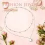 For Mom Necklace Birth Month Flower With Beads Layered Sterling Silver Necklace Engraved Custom Floral Dainty Disc Charm Hand Stamped Pendant Personalized Jewelry Birthday Gift