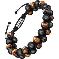 murtoo Essential Oil Bracelet Adjustable, Mens Beads Bracelet Lava Rock Stone Bracelet Perfume Diffuser Bracelet, 7-9 Inches