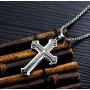 Linorui Mens Stainless Steel Nail Cross Pendant Necklace for Men Women Lords Prayer Big Pendant Cross Necklace for Men