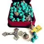 elegantmedical Turquoise TIBET COPPER BEADS STERLING 925 SILVER ROSARY NECKLACE Catholic elegantmedical Turquoise TIBET COPPER BEADS STERLING 925 SILVER ROSARY NECKLACE Catholic
