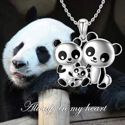 BEBEWO 925 Sterling Silver Cute Animal Panda Pendant Necklace for Women Girls Lover Gifts Birthday Jewelry, Chain 18+2 inch